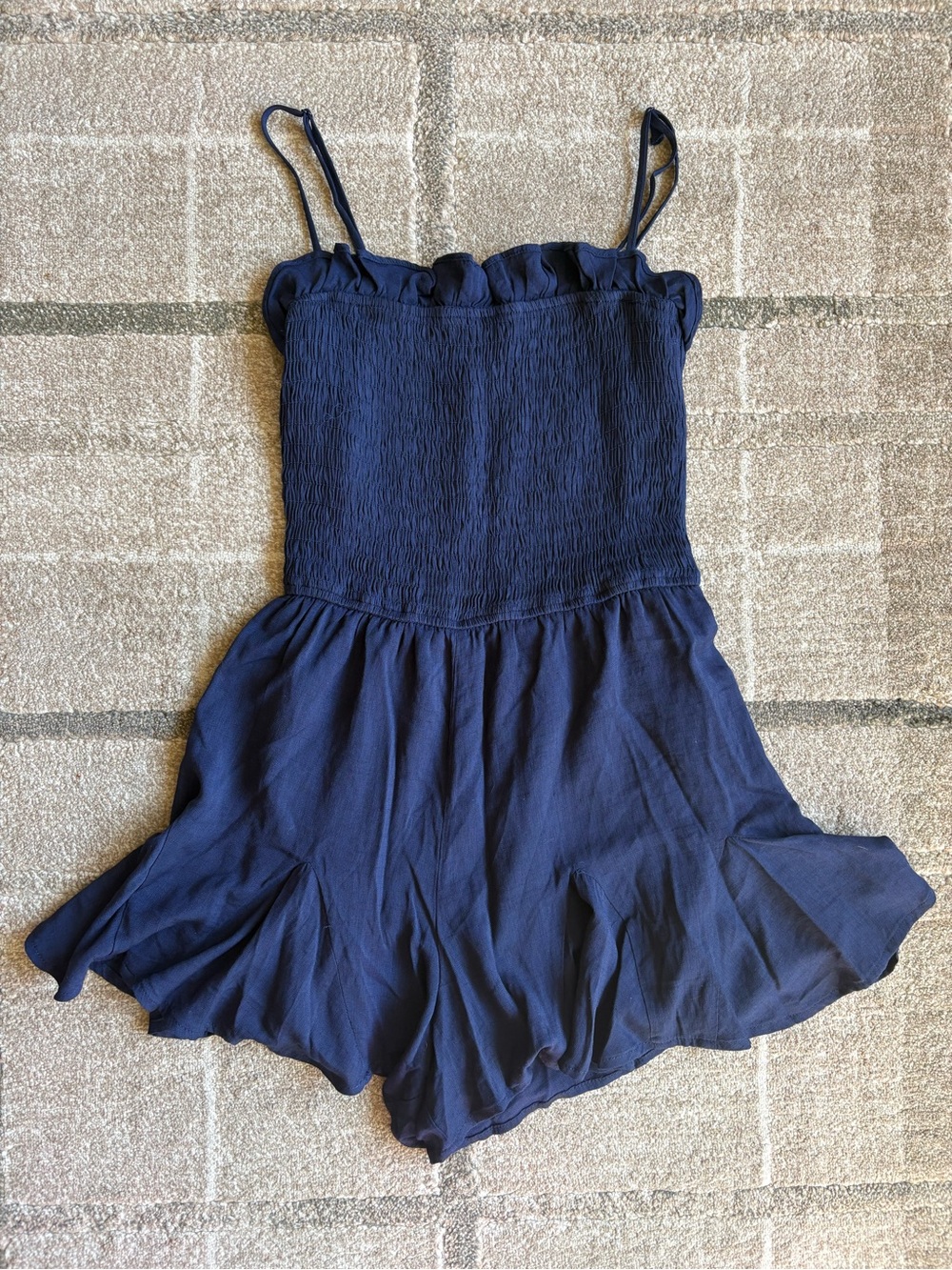Altar’d State Navy Blue Smocked Romper Dress Size Small